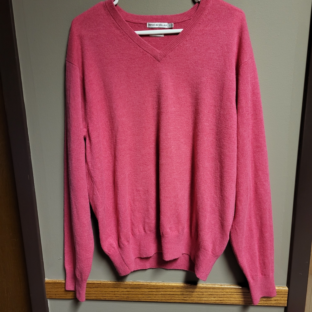 Peter Millar V-Neck Sweater in Rose